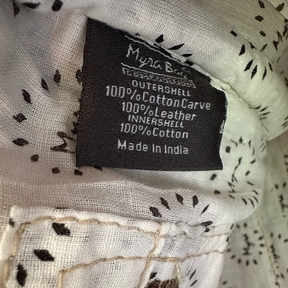 Brown and Cream Leather Fringe Handbag - Picture 7 of 9